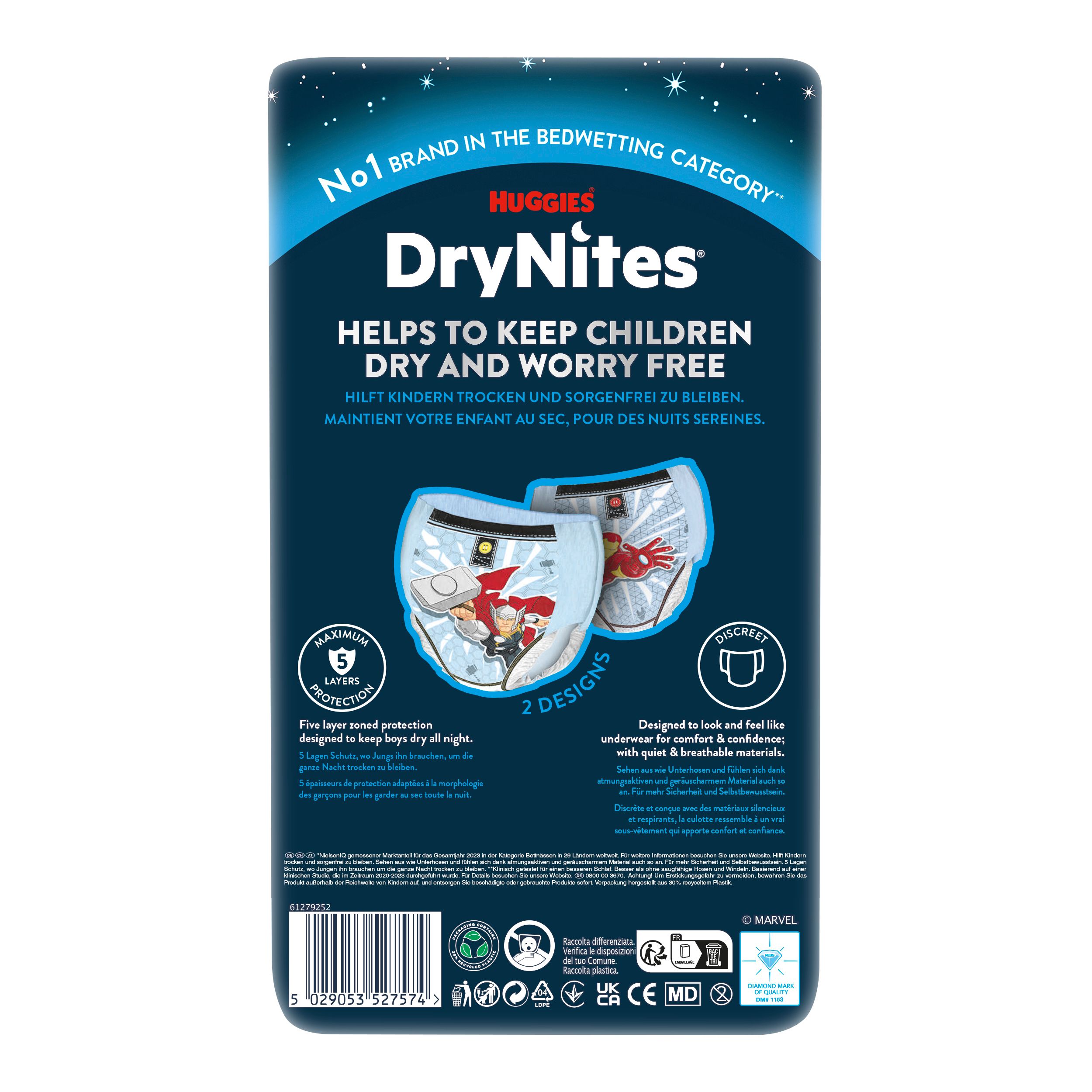 DryNites Culottes de Nuit pour Garçons 4-7 ans