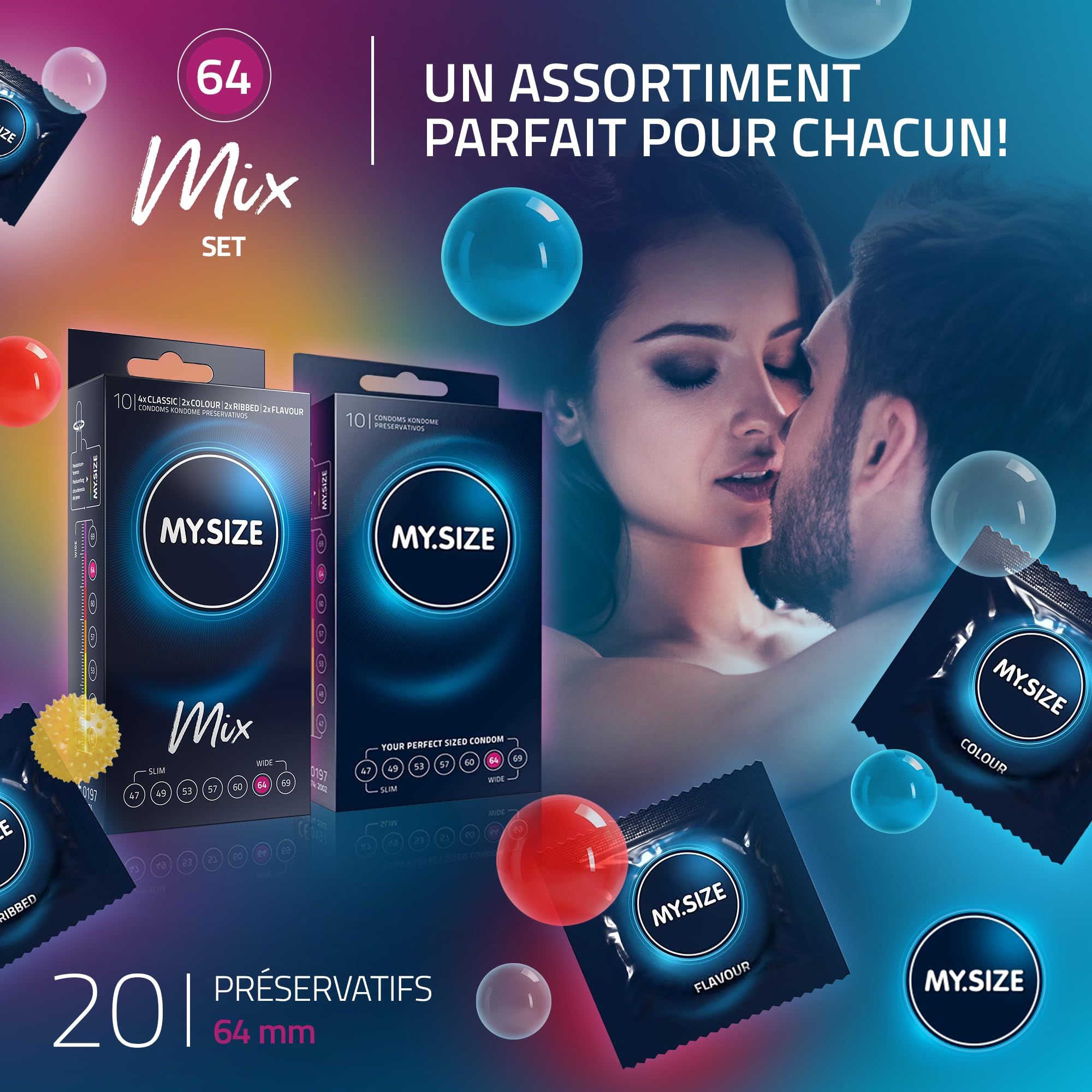 MY.SIZE Mix Préservatif Set Taille 6 64mm
