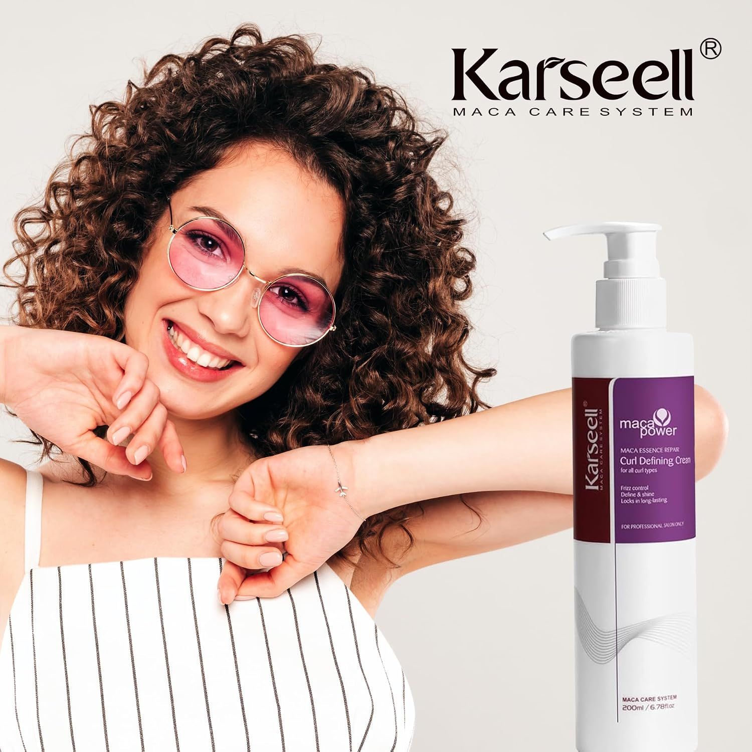 Karseell Maca Power Curl Defining Cream fles met pompdos.