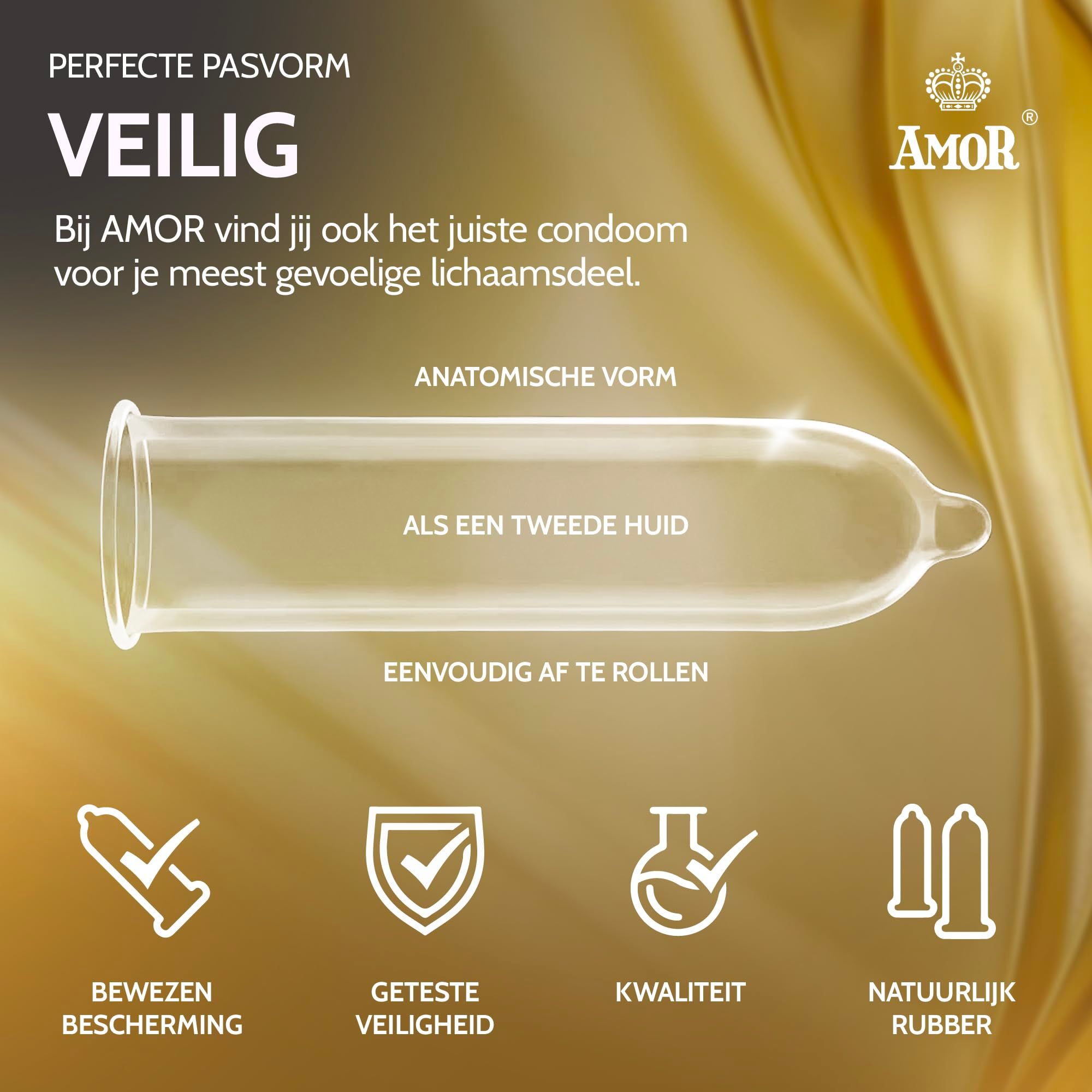 AMOR Kondome Strong individueel verpakt, uit een praktische, hersluitbare verpakking.