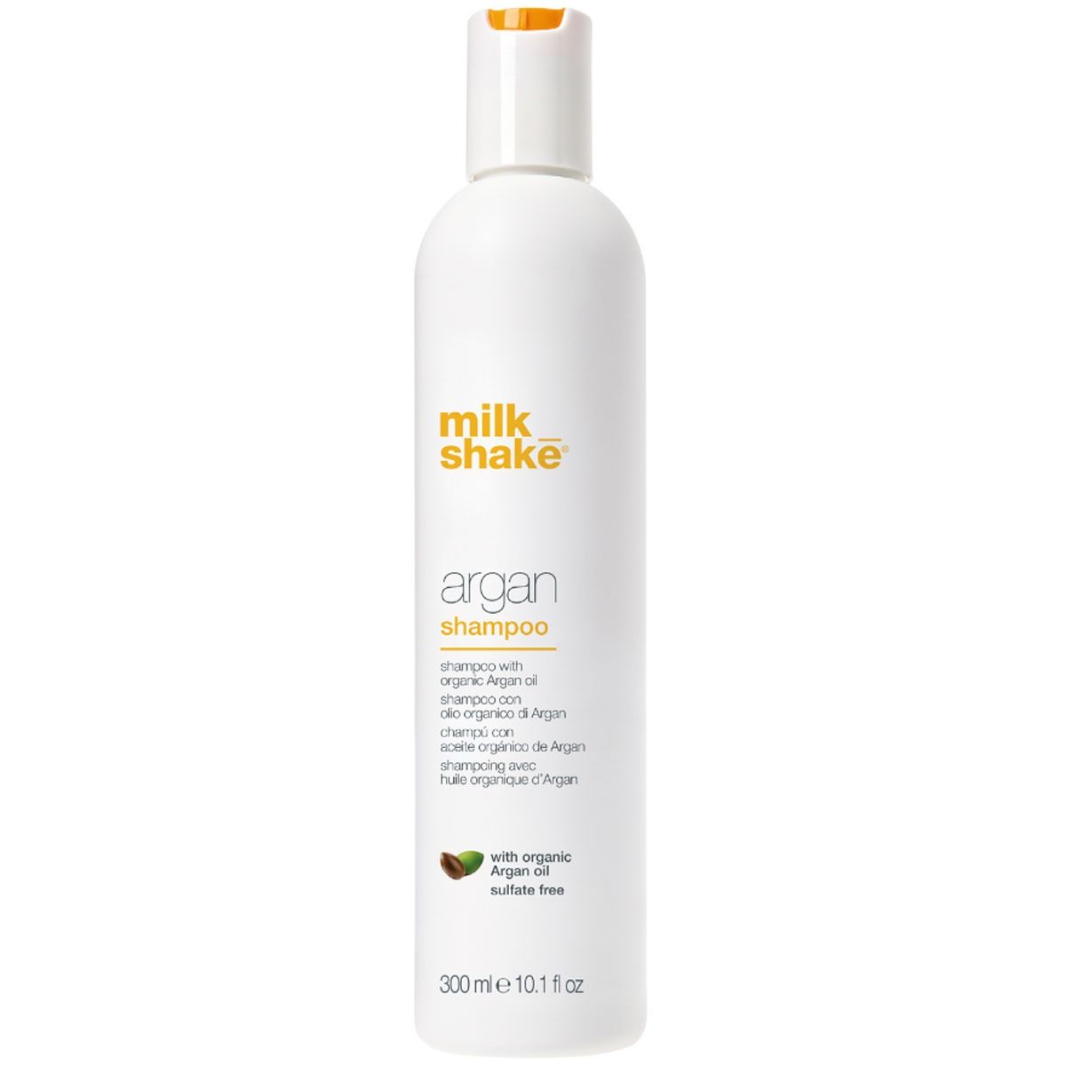 Witte fles Milk Shake Argan Shampoo, 300ml, met biologische arganolie, sulfaatvrij.