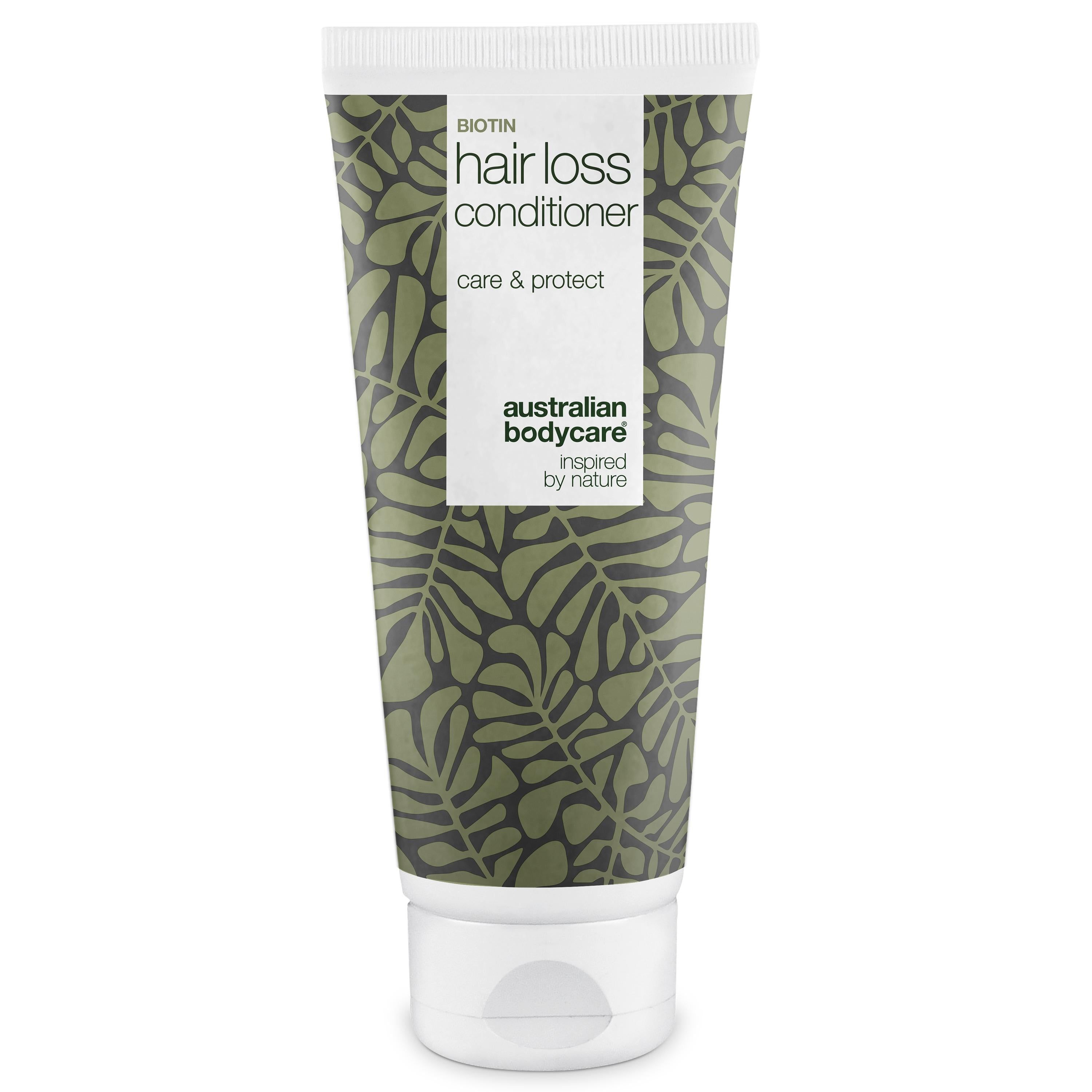 Tube conditioner. Opschrift: Biotin, Hair Loss Conditioner, care & protect. Merk: Australian Bodycare.