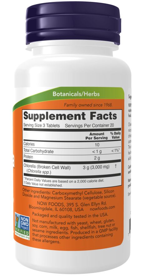 Dos du flacon. Inscription : Supplement Facts. Contient des informations nutritionnelles et des ingrédients. Label végétalien.