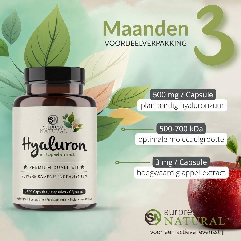 Man sportend aan zee. Surpresa Natural Hyaluron capsules. Ingrediënten: Hyaluronzuur, appel-extract.