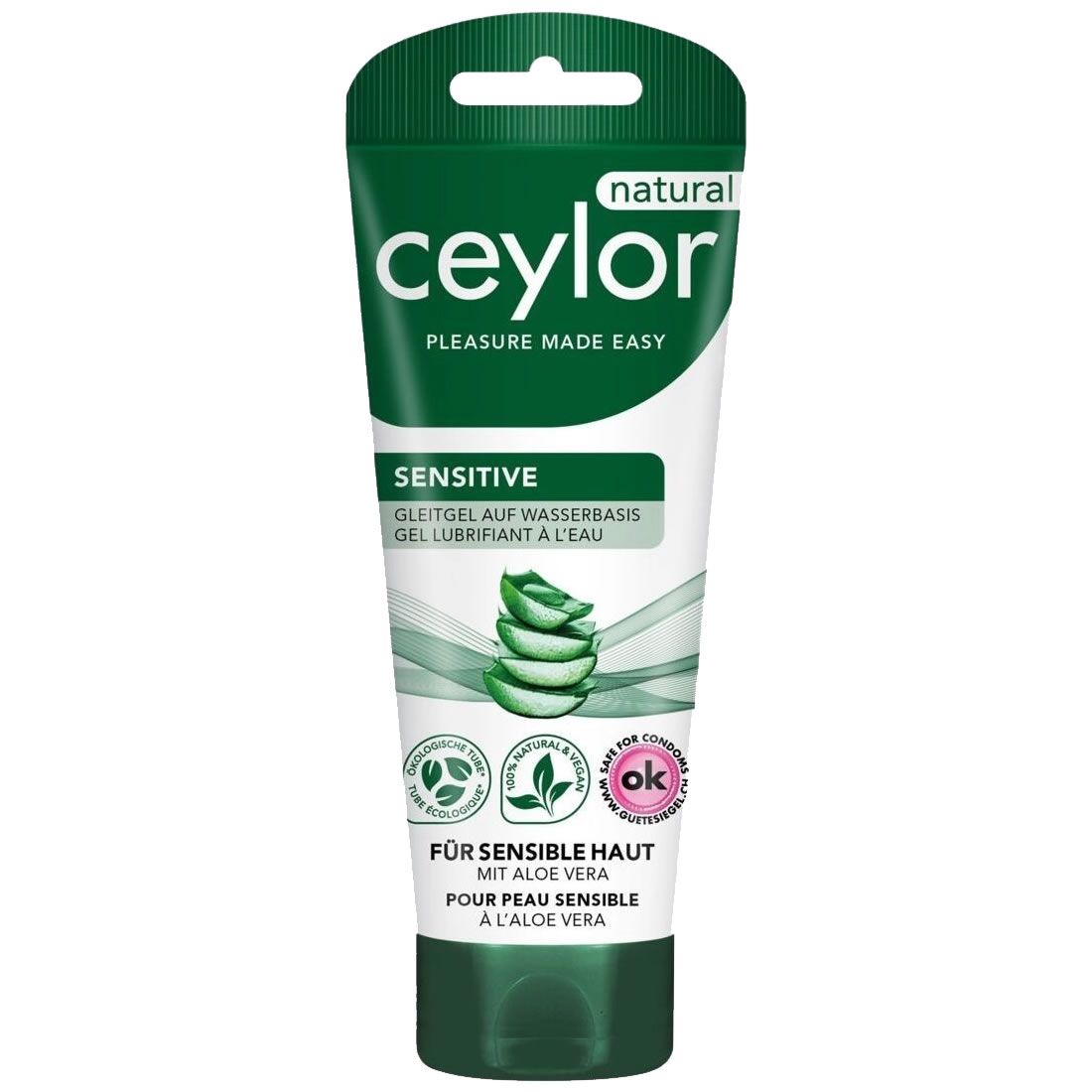 Ceylor Sensitive glijmiddel op waterbasis met aloë vera voor gevoelige huid.