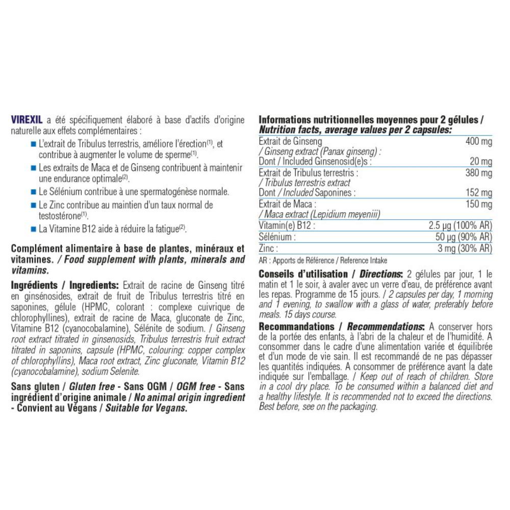 Tekst op witte achtergrond. Ingrediënten, voedingswaarde, aanbevelingen. Geschikt voor veganisten.