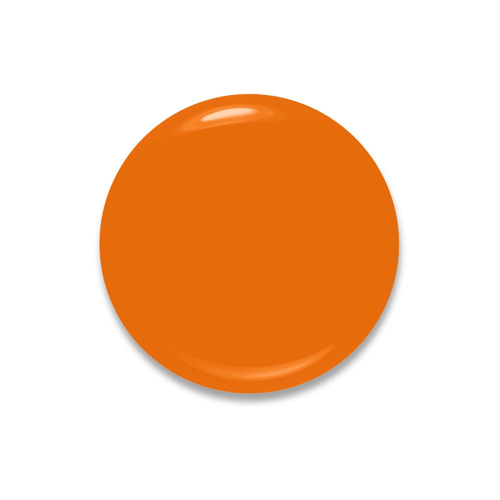 Tache ronde de vernis à ongles orange, ombre portée.