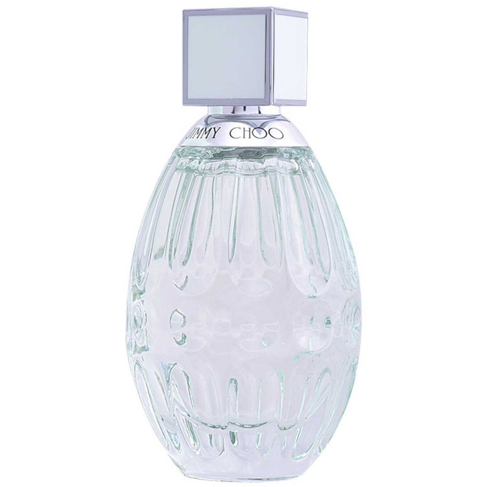 Jimmy Choo Floral damesgeur, fles met lichtgroene inhoud en getextureerd glas.