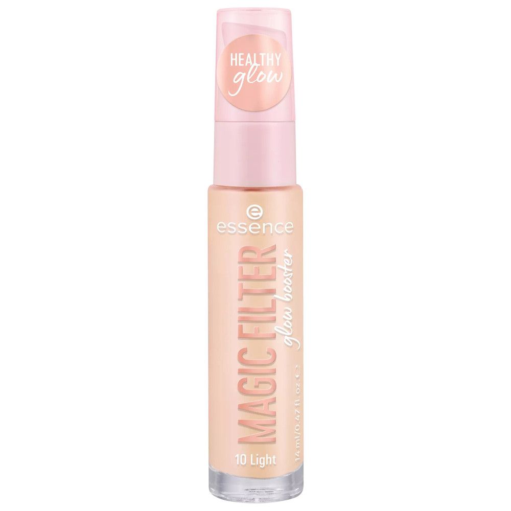 Tube de fond de teint rose avec inscription "MAGIC FILTER glow booster". Teinte "10 Light".