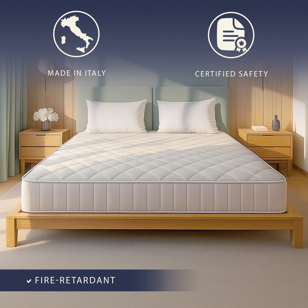 The White Stone Brandvertragende Matras 180x200 van Memory Foam Hoogte 20 cm | Orthopedisch
