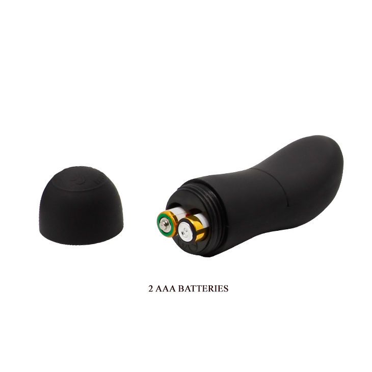 Télécommande noire pour bague de pénis, ouverte, montrant le compartiment 2 piles AAA.