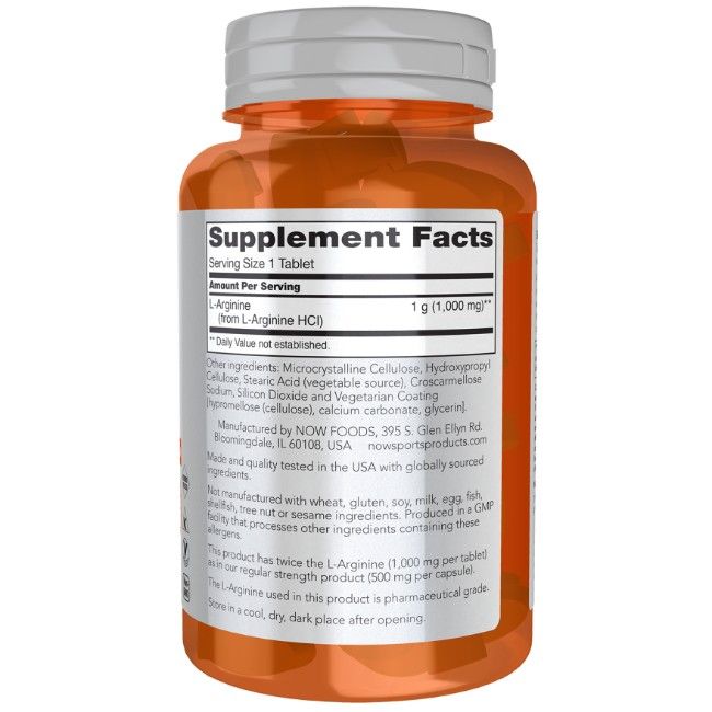 Now Foods L-arginine dubbele sterkte 1000 mg