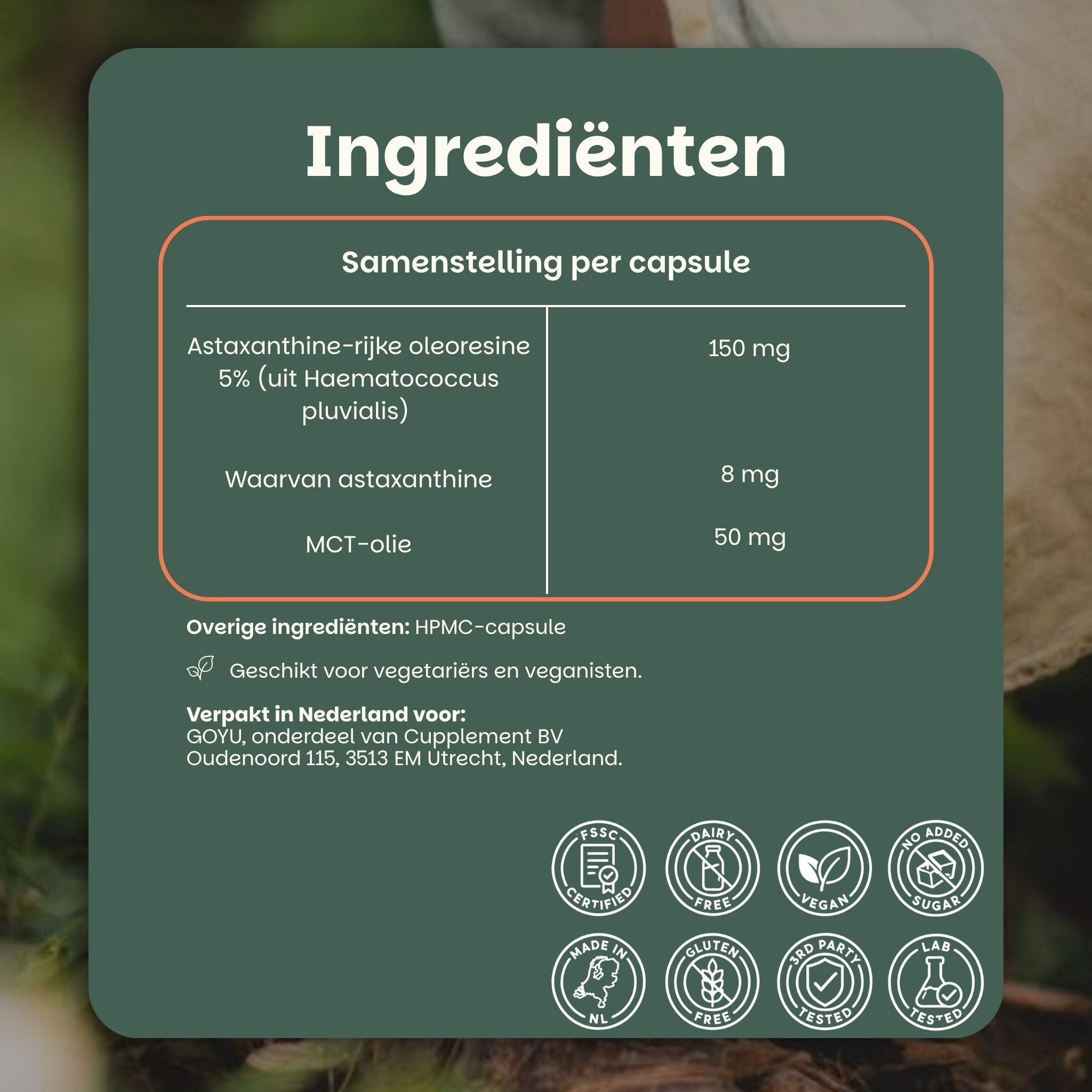 Gebruik: Neem dagelijks 1 capsule met water, bij voorkeur tijdens of na een maaltijd.