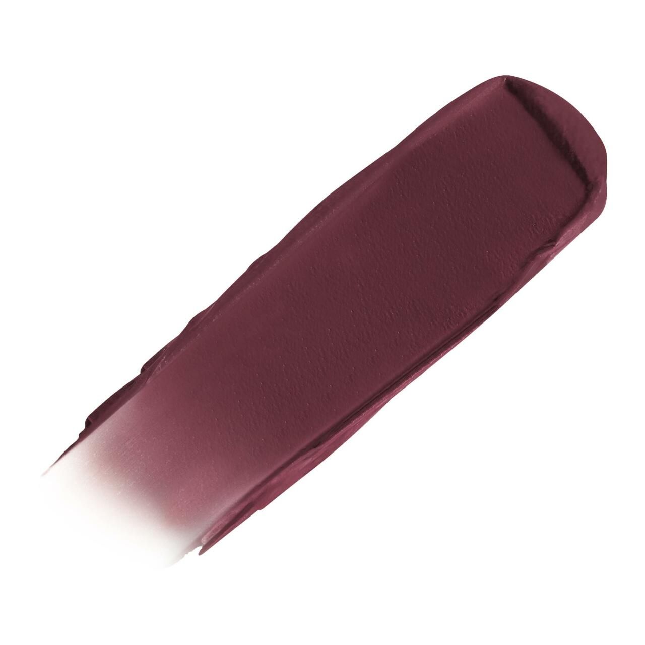 Échantillon de rouge à lèvres rouge foncé à finition mate.