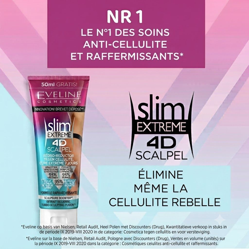Tube de crème Eveline Slim Extreme 4D Scalpel, 50ml offert.