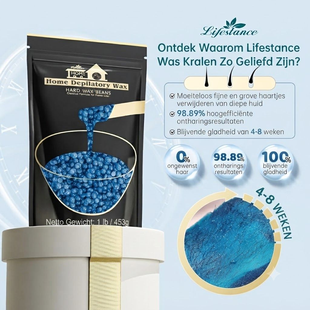 Zakje met blauwe waxparels voor ontharing, 453g.
