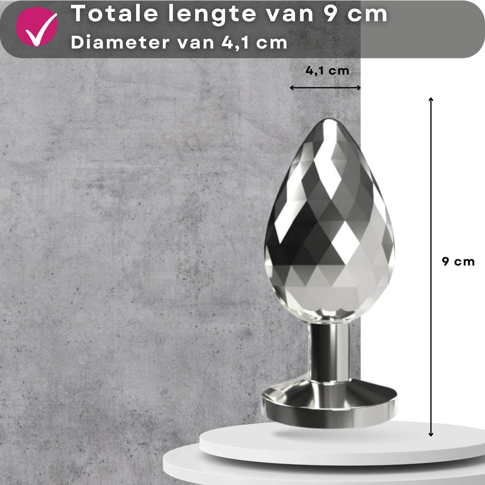 Lovelyness - Anale plug met decoratieve steen van metaal L - Diamant