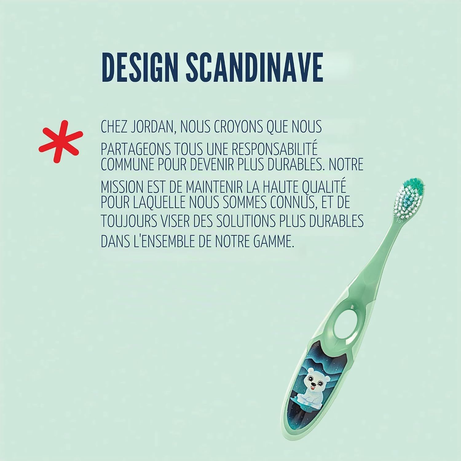 Brosse à dents enfant avec motif ours polaire et design scandinave.