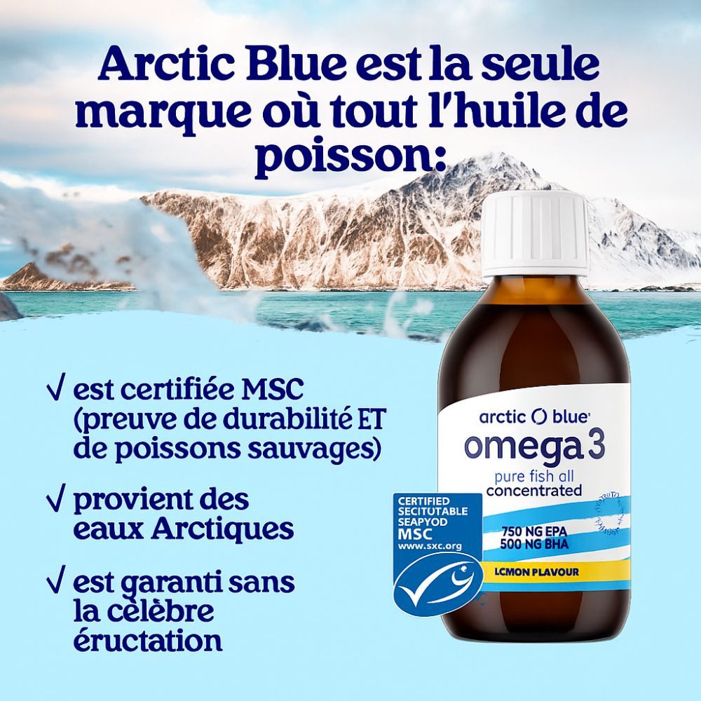 Arctic Blue Omega 3 Huile de Poisson DHA et EPA pour Enfants avec Vitamine D3