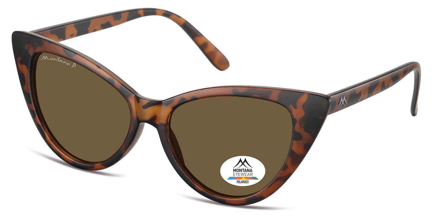 Lunettes de soleil marron avec monture à motif marron. Logo Montana Eyewear sur le verre et la branche.