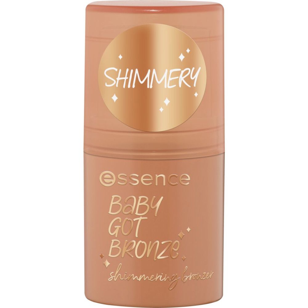 Bronzer stick met dop. Op de dop staat "SHIMMER". Op de stick staat "Essence Baby Got Bronze".