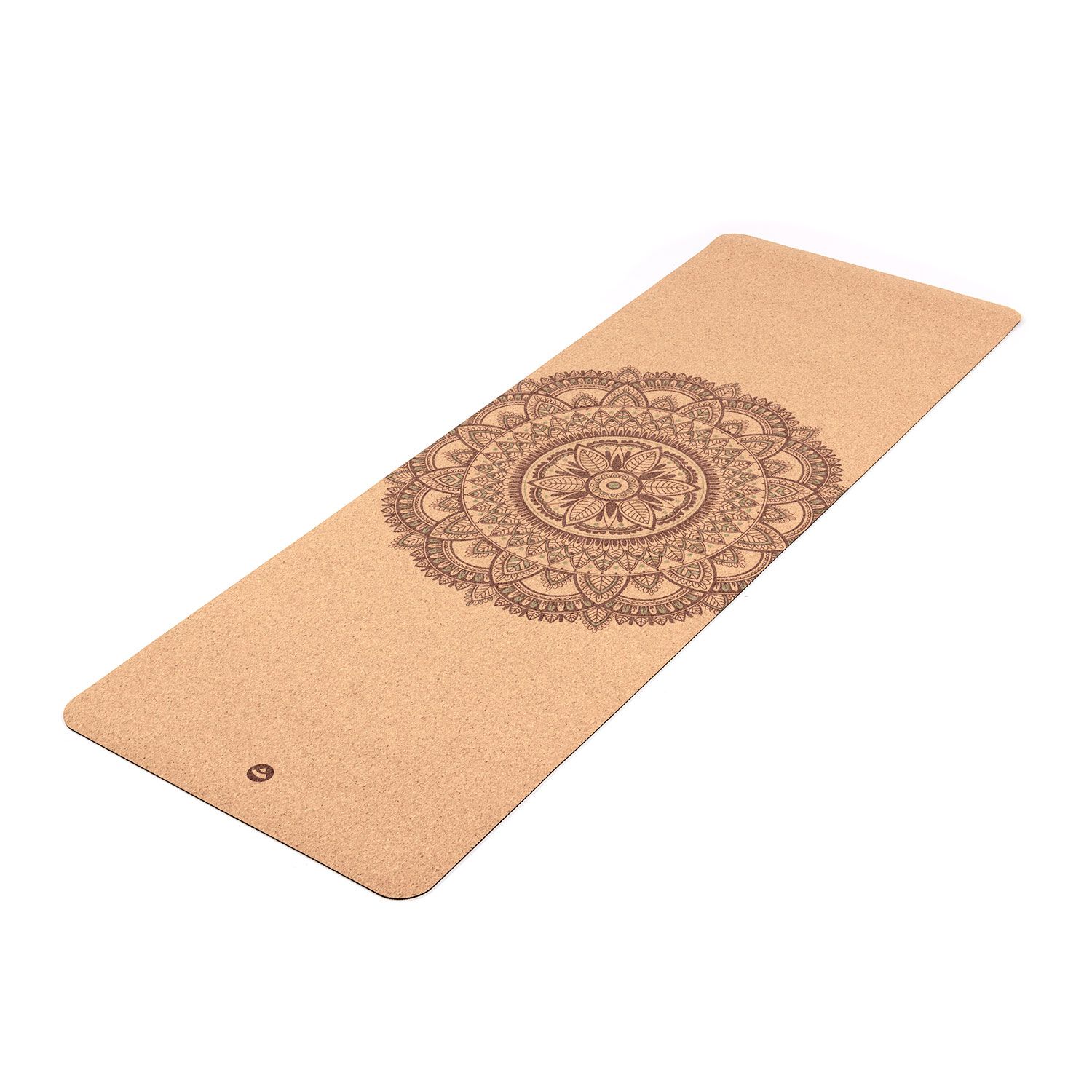 bodhi Tapis de yoga en liège MANDALA, imprimé bicolore brun foncé/turquoise