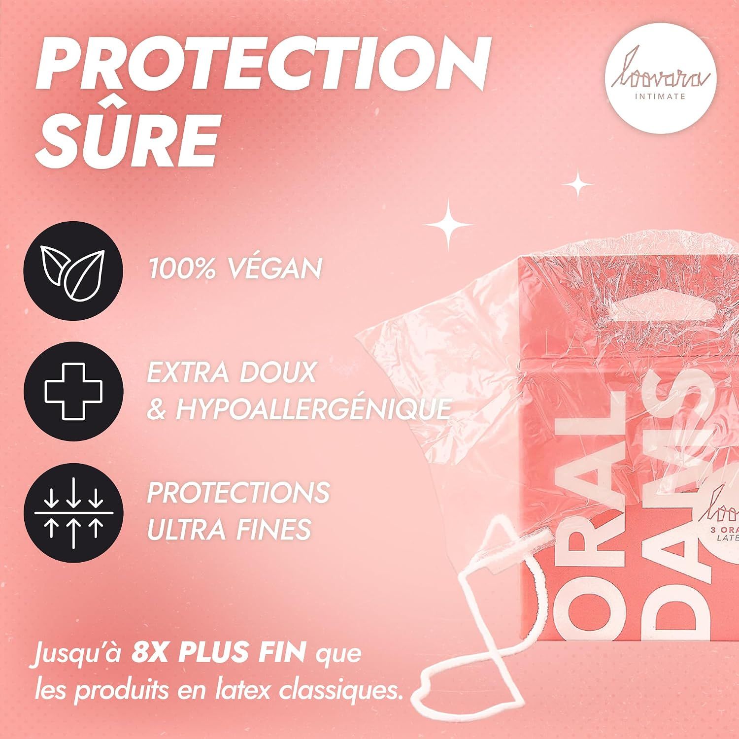 Oral dams sans latex : 8x plus fins que le latex, ultra-fins.