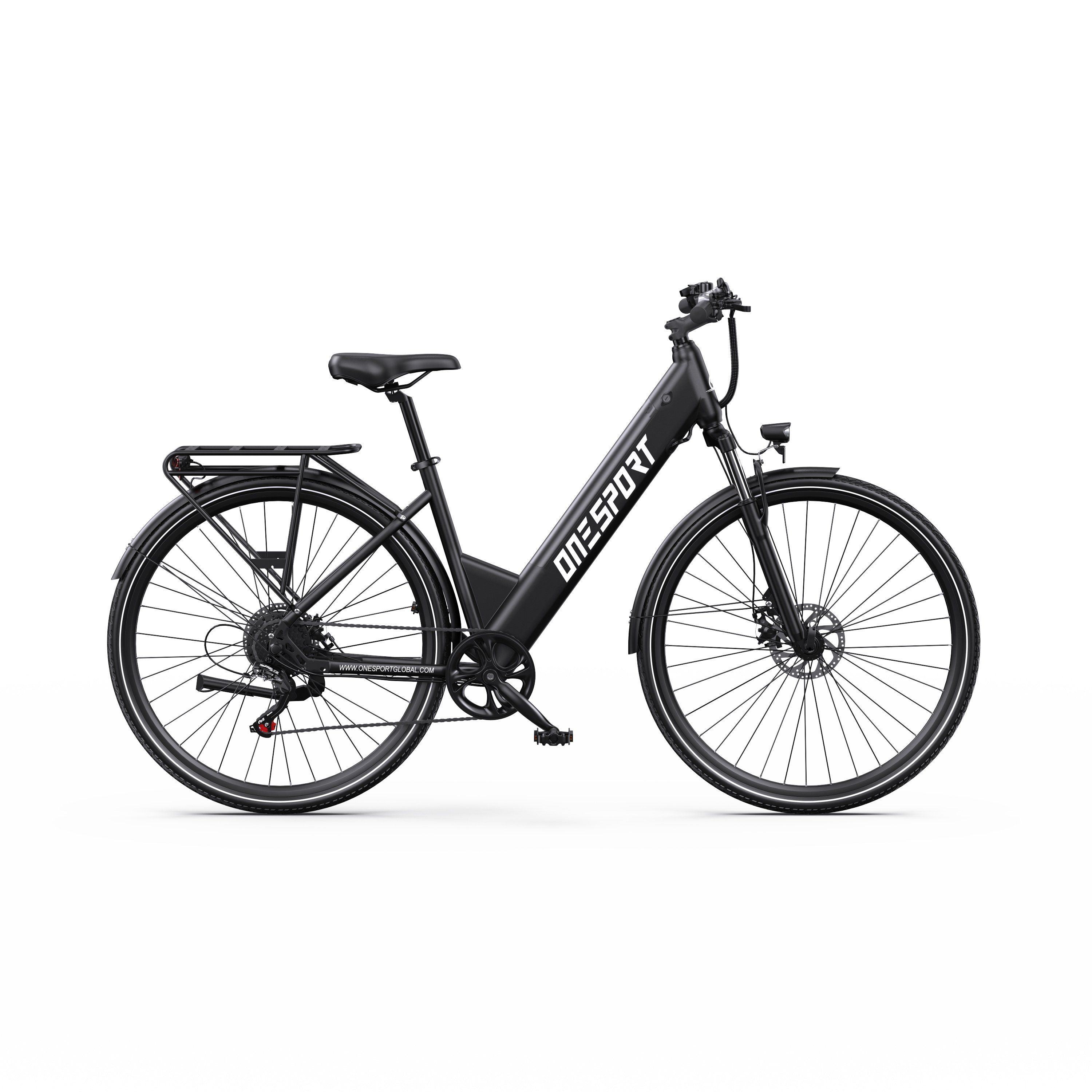 ONESPORT OT12 Vélo électrique urbain 27,5", batterie 36 V 13 Ah, compatible avec une application