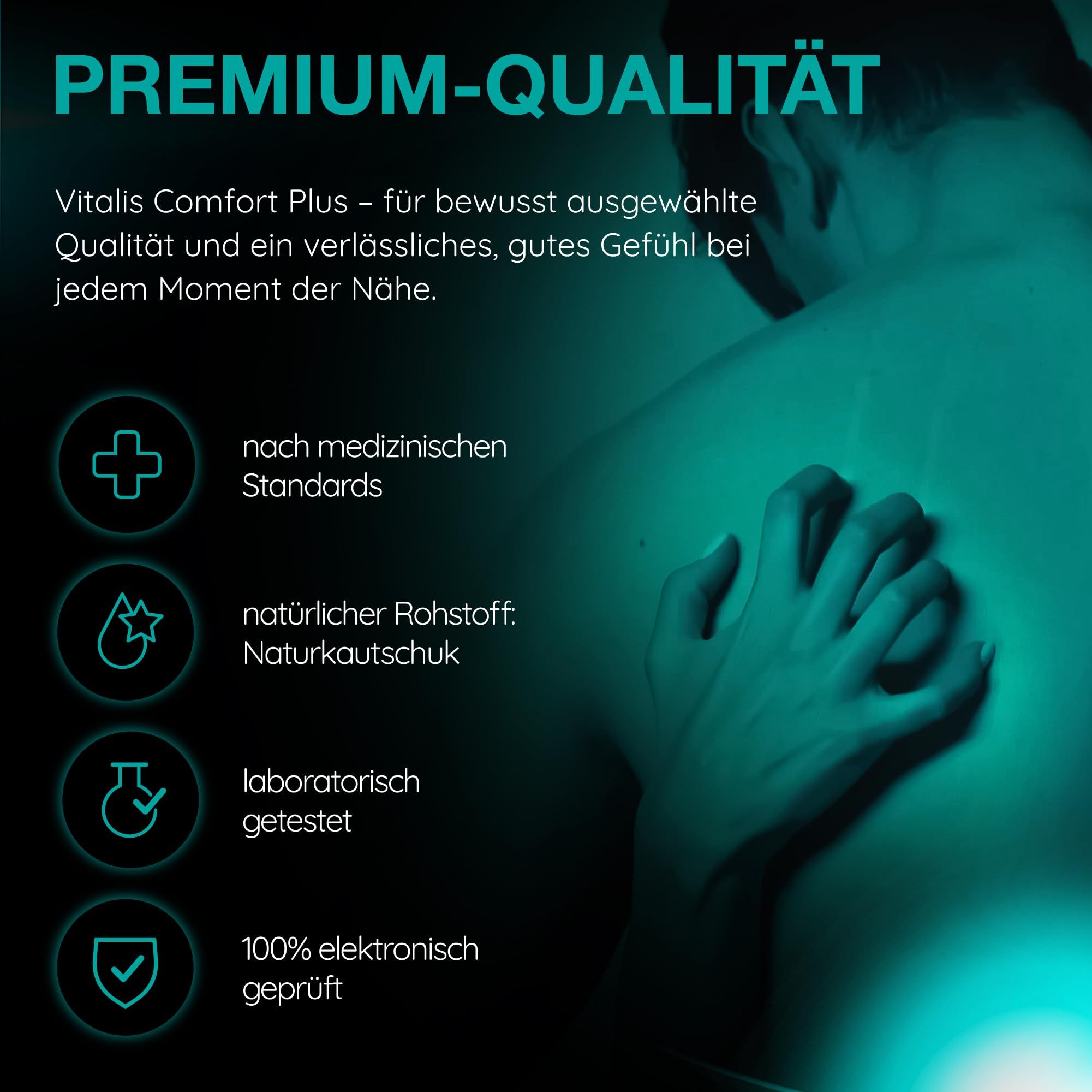 Vitalis PREMIUM: Latex naturel, selon normes médicales, testé en laboratoire.