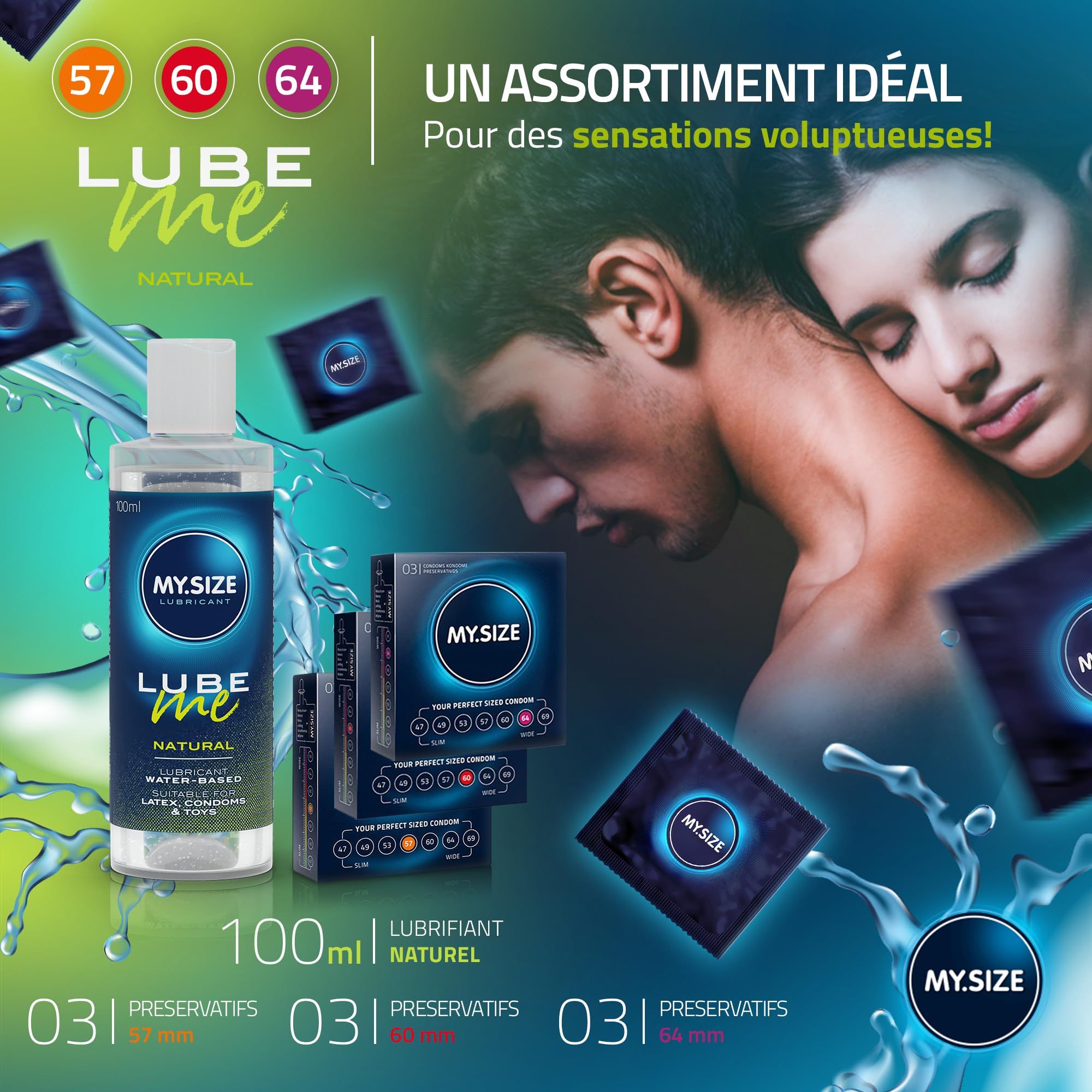 MY.SIZE Préservatifs + LUBE ME Natural Set