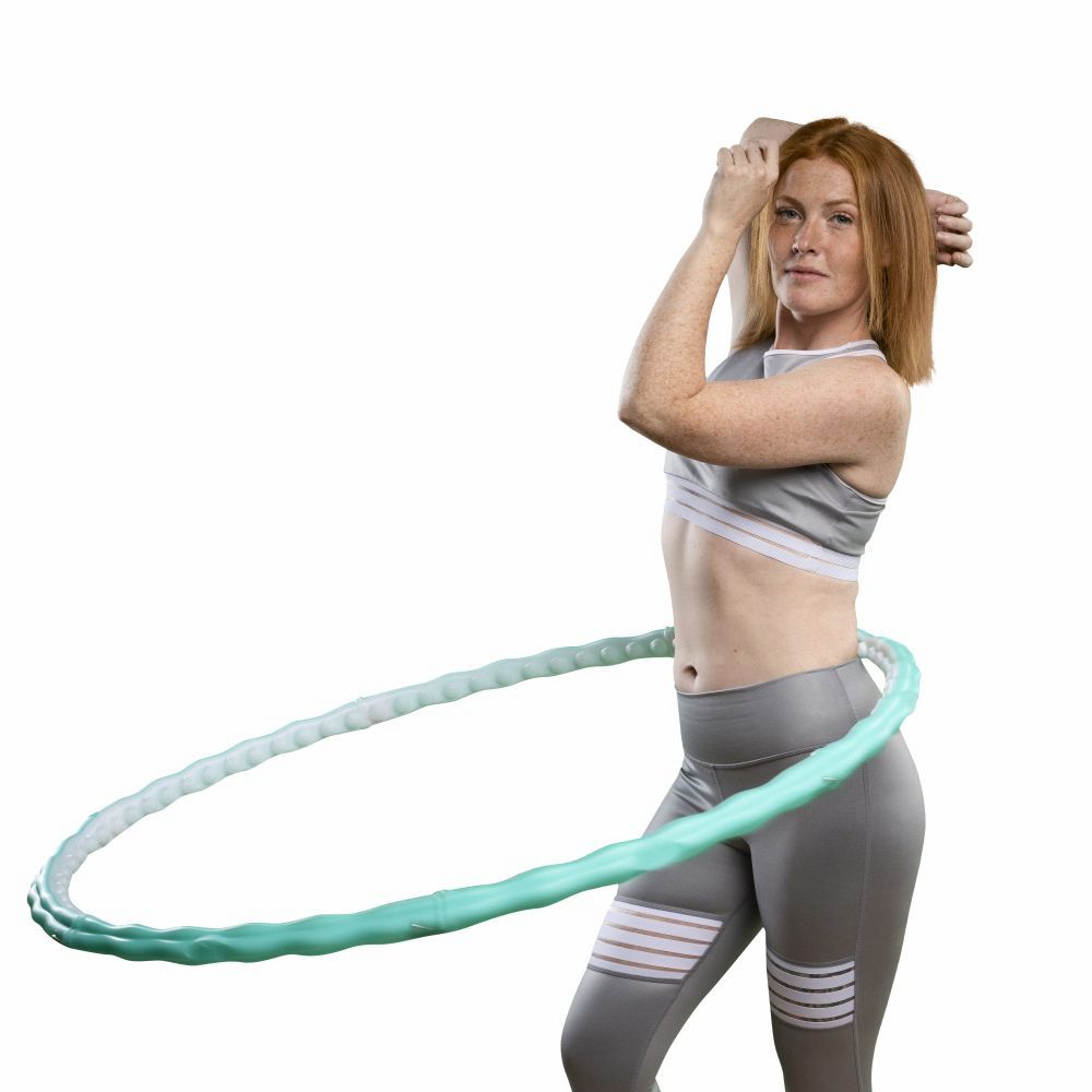 Hoopomania Slim Hoop hula hoop de massage, 0,72 kg, Ø 100 cm, vert clair/blanc