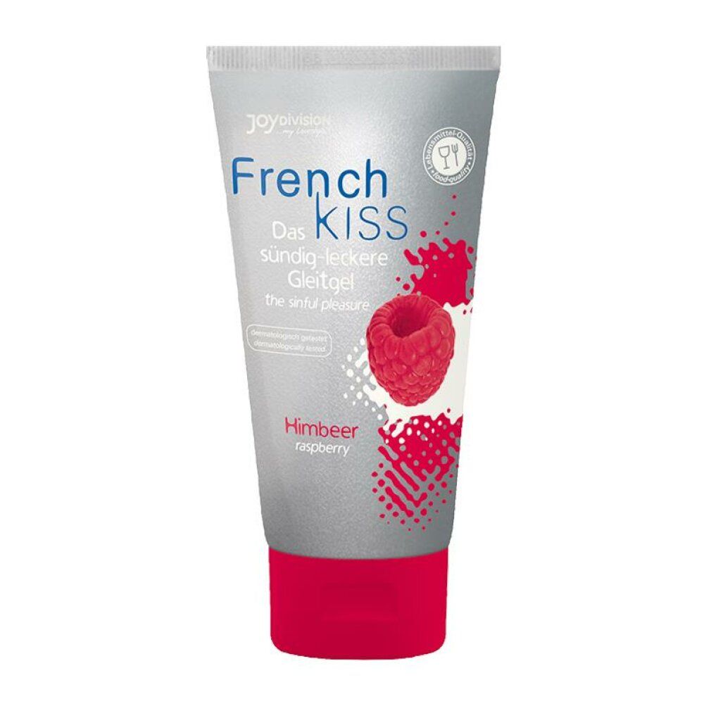 Tube Joydivision French Kiss Himbeer. Texte: Das sündig-leckere Gleitgel, Himbeer, raspberry.