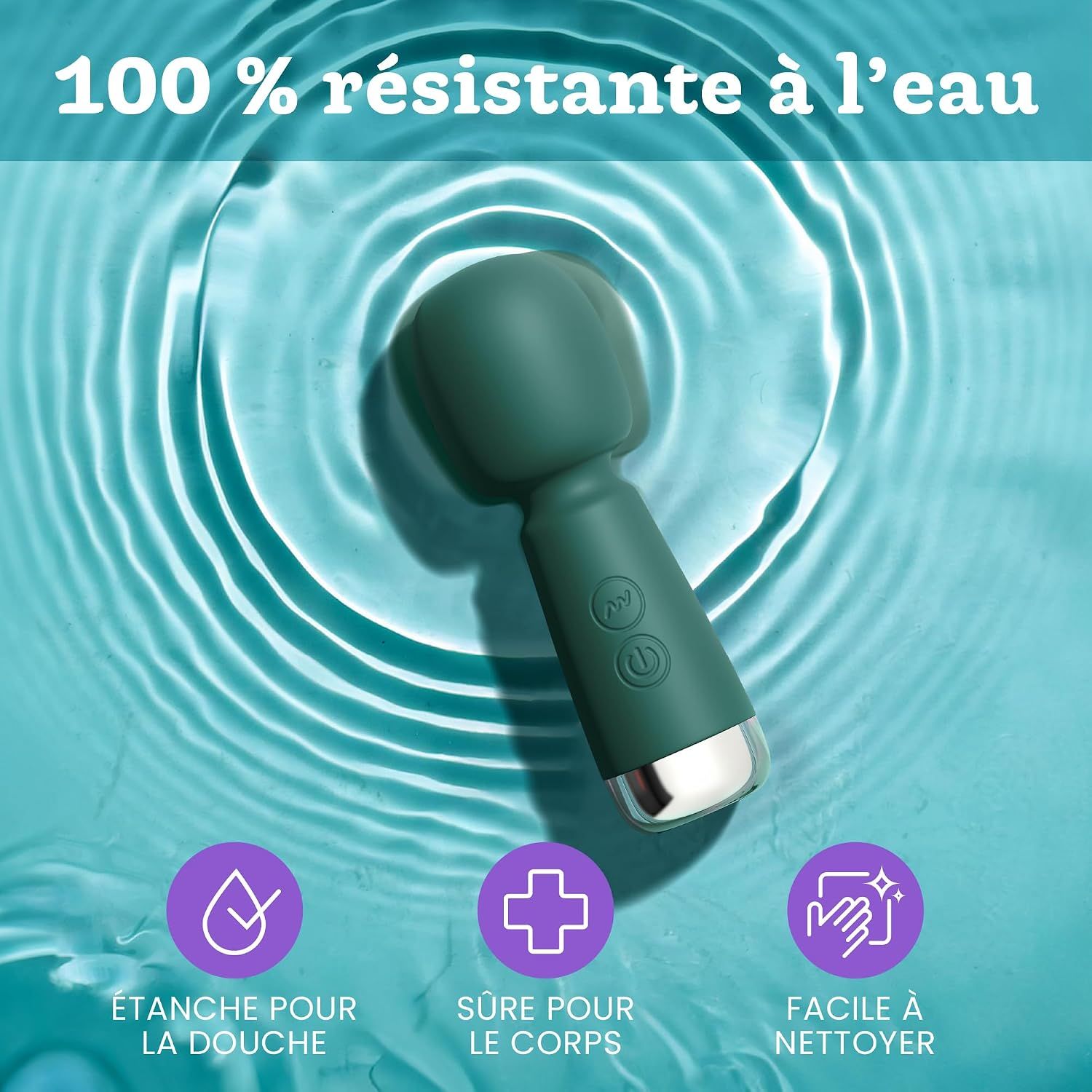 Bâton vert avec accent argenté, 100% résistant à l'eau, avec commandes.