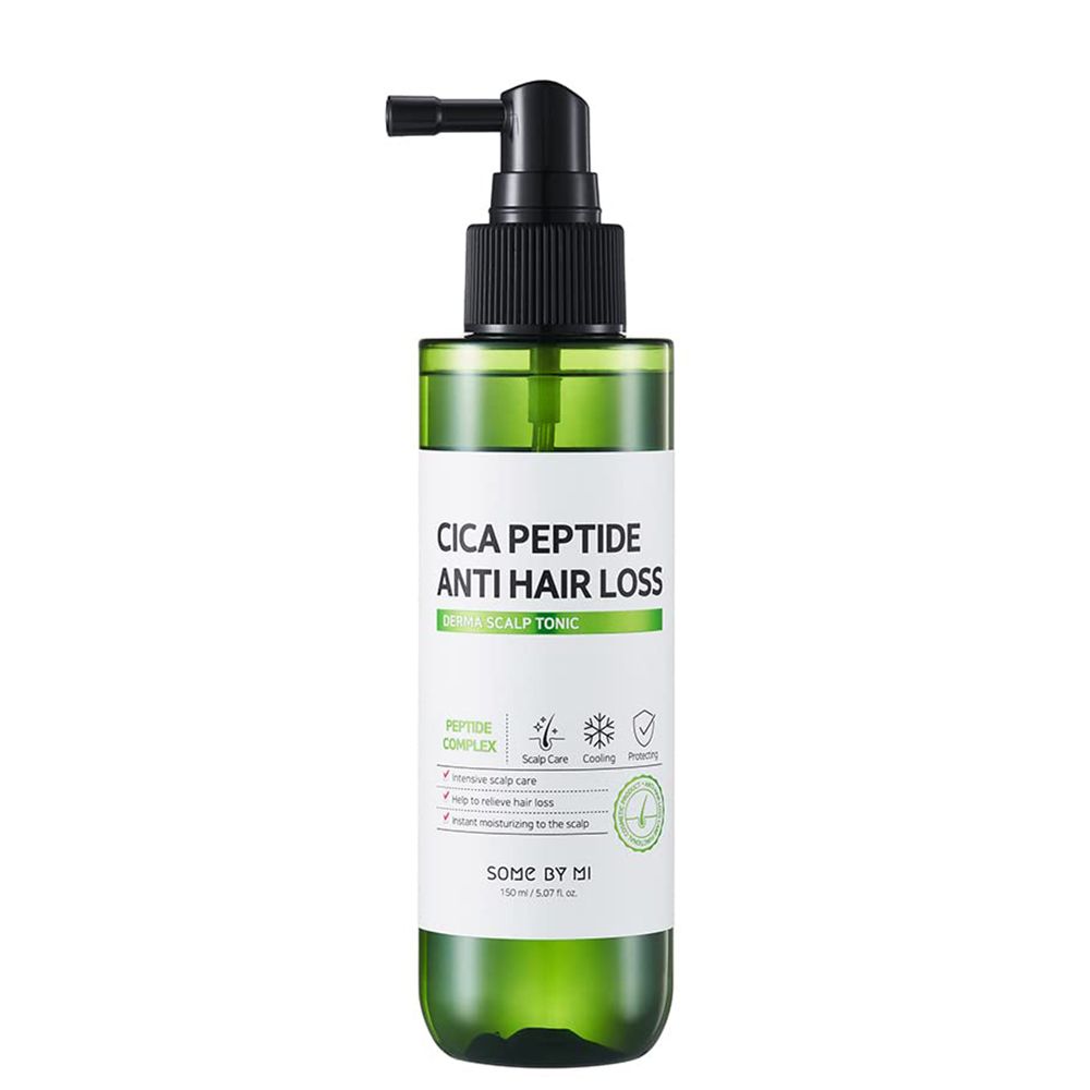 Groene fles met pompdosering voor Cica Peptide Anti Hair Loss Scalp Tonic.