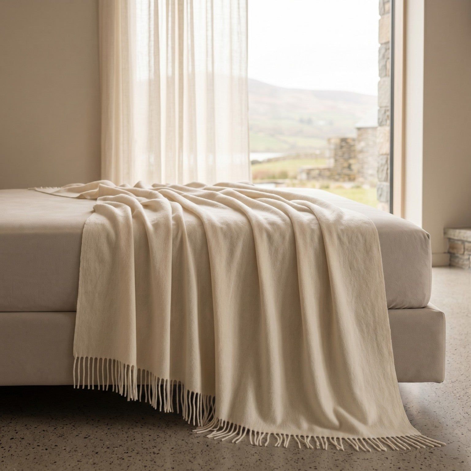 Werpdeken 130x170 cm Cotton Blend Ivoor | Lichtgewicht Deken 250 g/m² voor Bank en Bed