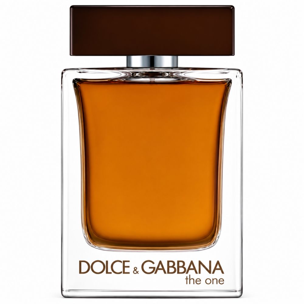 Dolce & Gabbana The One Eau de Toilette flesje met amberkleurige vloeistof en bruine dop.