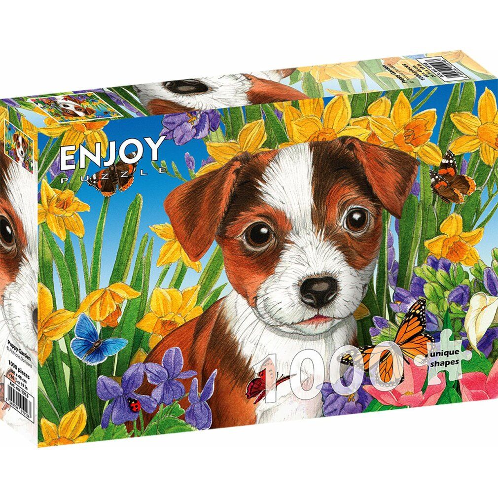 enjoy Puzzel hondenpuppies in de tuin 1000 delen