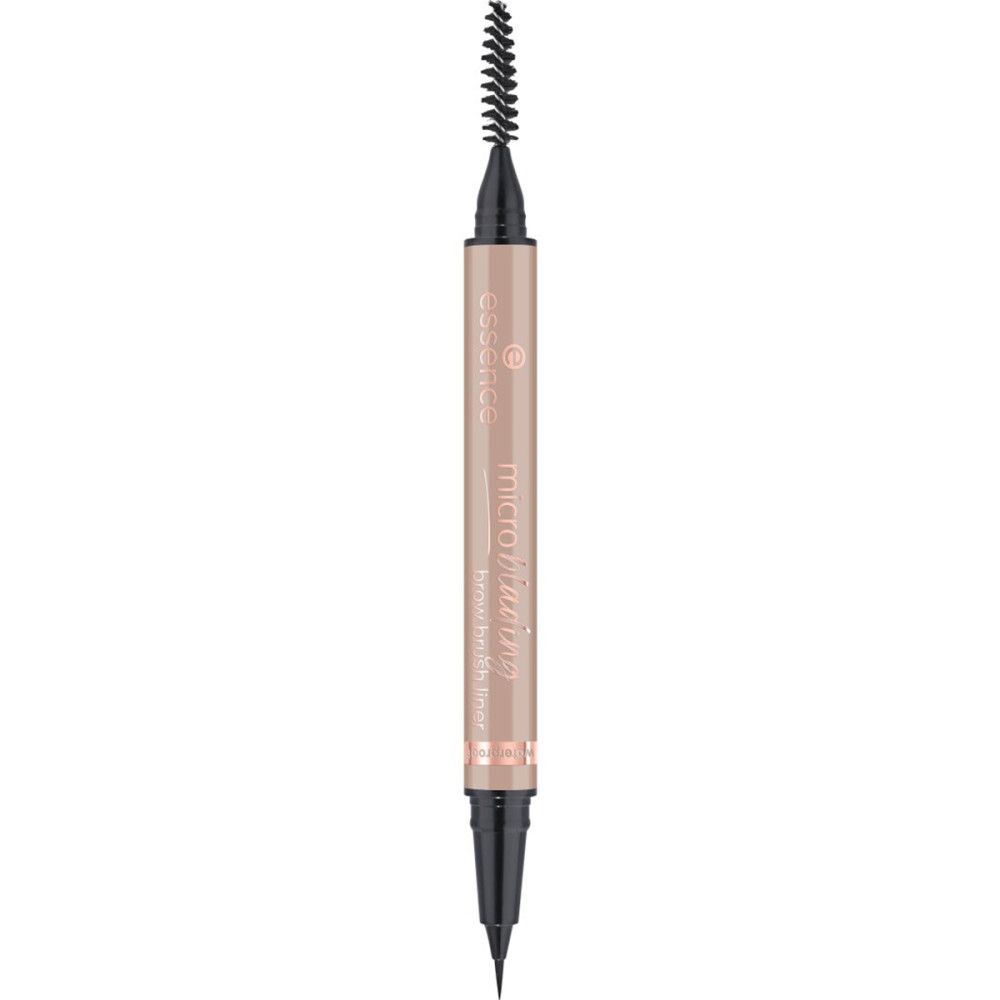 Crayon double. Une face brosse, l'autre feutre. Inscription: Microblading Brow Brush Liner. Marque: Essence.