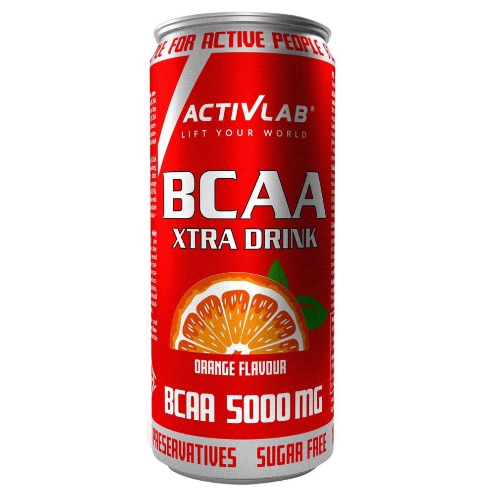 Activlab BCAA Xtra Drink Orange: Blikje met 5000 mg BCAA, suikervrij, zonder conserveermiddelen.