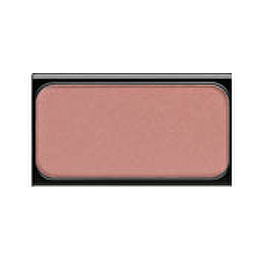 Rechthoekige blush in een zwarte behuizing. Roze tint.