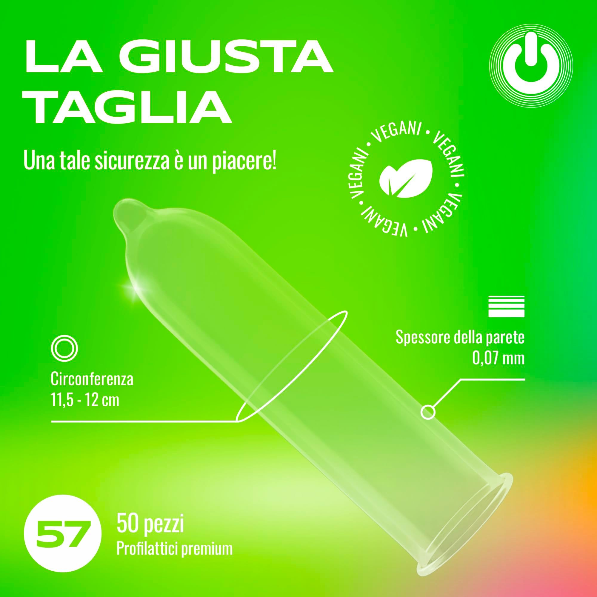 Préservatif vert, 57mm, épaisseur 0,07mm, 50 pièces.
