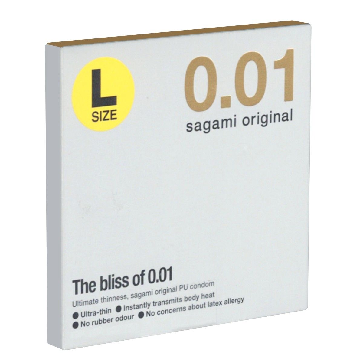 Boîte de préservatifs Sagami Original 0.01 Taille L. Fin, sans latex, sans odeur.