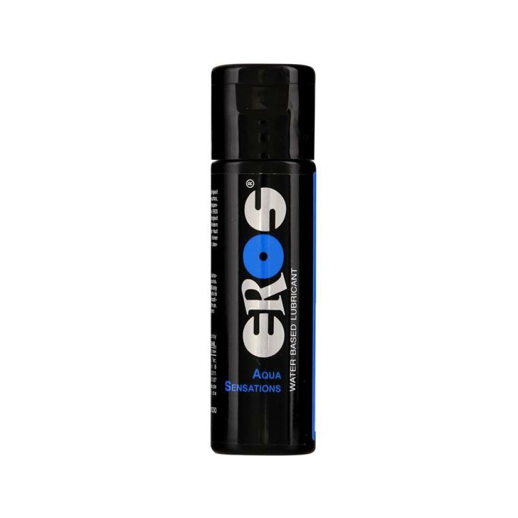 Eros Gleitgel Aqua Sensations, watergedragen glijmiddel in zwarte fles.