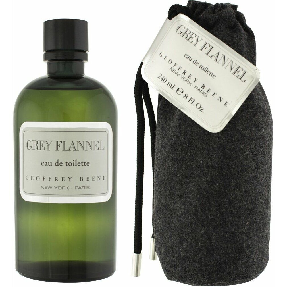 Flacon gris avec étiquette "Grey Flannel eau de toilette" et sac avec étiquette. Volume: 240 ml.