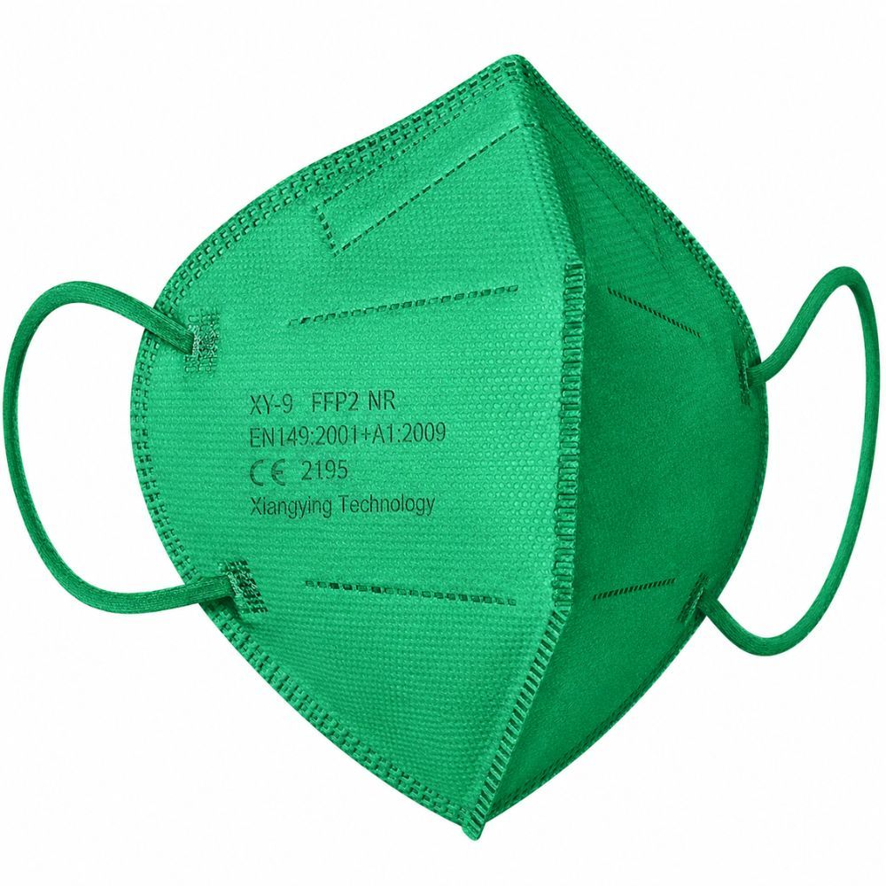 Masque respiratoire FFP2 vert, 5 couches, certifié CE, EN149:2001+A1:2016.