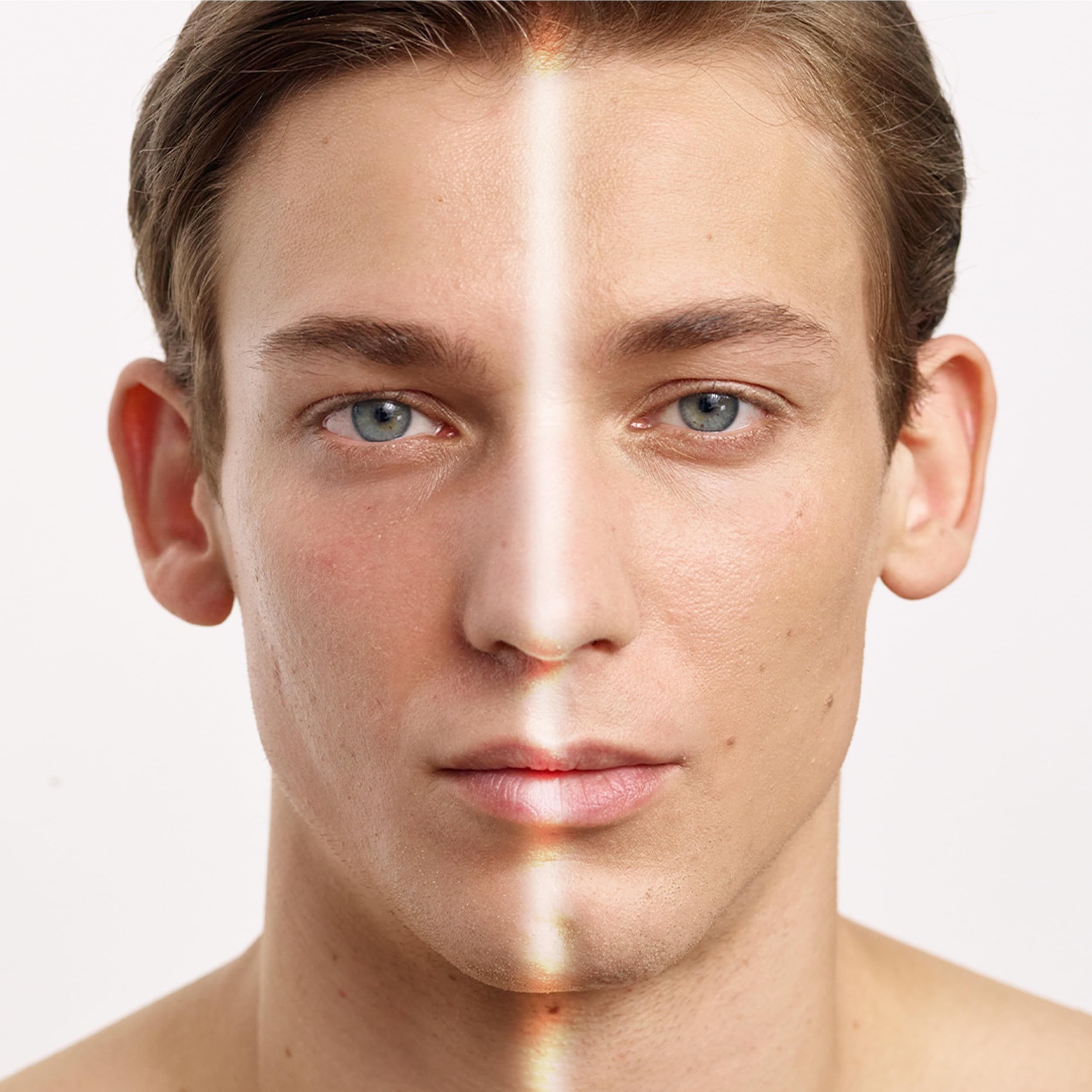 Visage d'un homme montrant la protection contre le soleil.