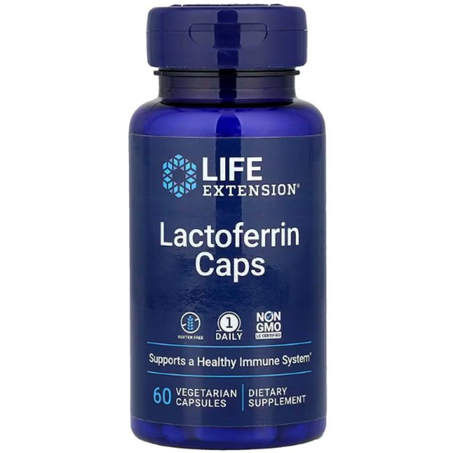 Life Extension Lactoferrin Caps, 60 vegetarische capsules. Ondersteunt een gezond immuunsysteem. Glutenvrij, Non-GMO.
