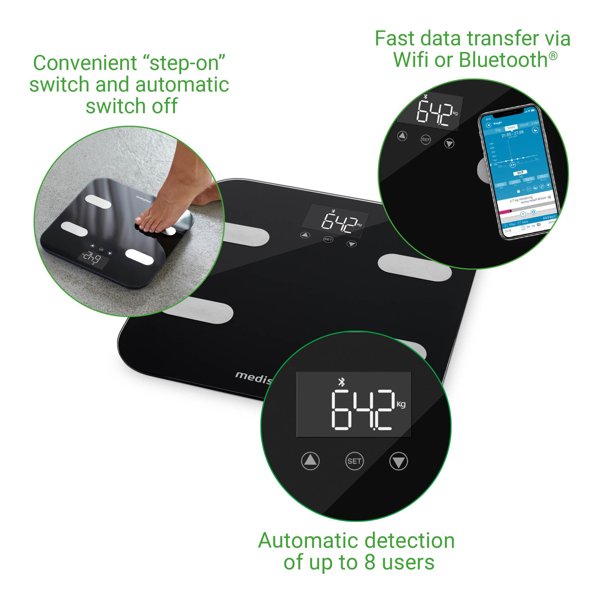 medisana BS 602 WIFI connect Balance d'analyse corporelle avec application smartphone