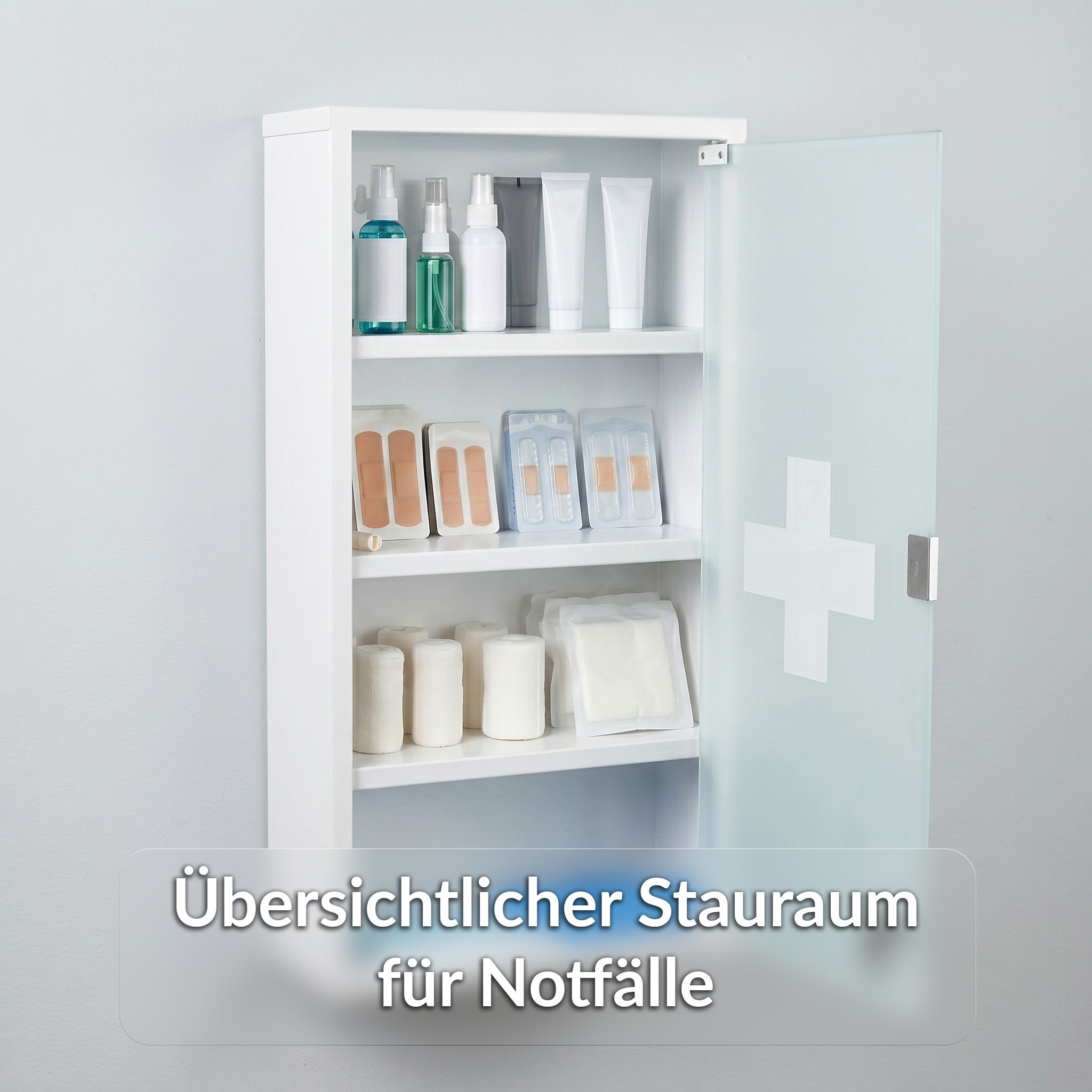 KARAT Medicijnkast Allen - Afsluitbare medicijnkast glazen deur wit 60 x 30 cm 4 vakken