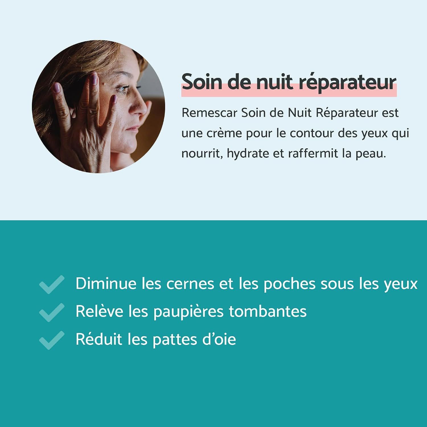 Soin de nuit réparateur pour le contour des yeux.